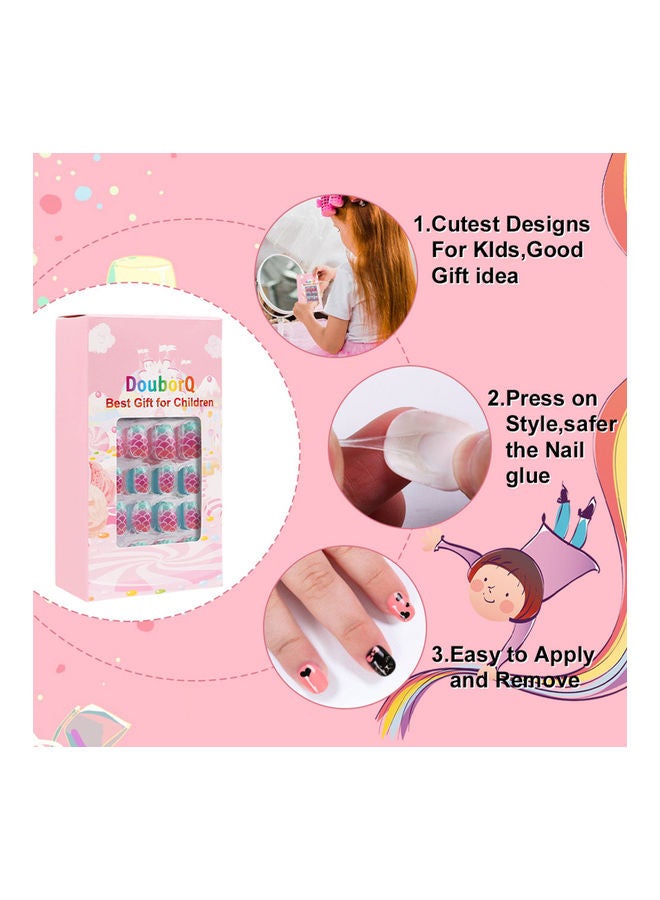 120 Pieces Kids Stick on Fake Nails for Girls,， Children Fake Nails Artificial False Nail Tips Full Cover Acrylic Press On Nails Short，Cute Children's Fake Nails Set Girls Kids Nail Decoration - Image 3