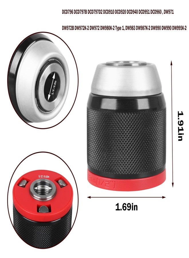 Follde Keyless Drill Chuck for Dewalt, 1/2" Mount 1.5-13mm Clamping Capacity, Drill Chuck for Multiple Purposes - Image 2