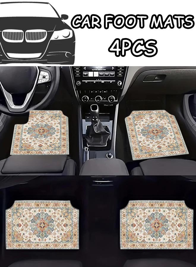 Keranixy 4PCS Automotive Floor Mats , Car Interior Accessories,Bohemian Style Carpet Floor Mats for Car,Universal Fit Full Set,  for SUV,Vans,Sedans,Trucks - Image 1