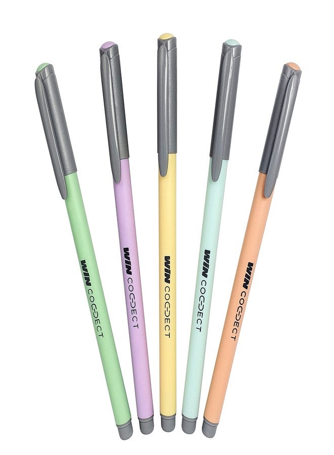 دبليو آي أن أقلام حبر جاف وين كونكت | 10 أقلام حبر أزرق | رأس 0.7 مم لكتابة سلسة | مقبض مرن لسهولة الإمساك ورأس مصقول على شكل ماسة | تصميم أنيق وبسيط | أفضل أقلام حبر جاف للكتابة السلسة - Image 2