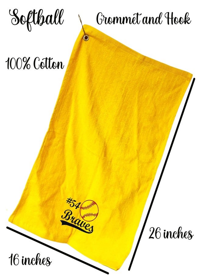 101 BEACH Personalized Softball Towel with Embroidered Name with Clip - Small Size (Gold) - Image 3