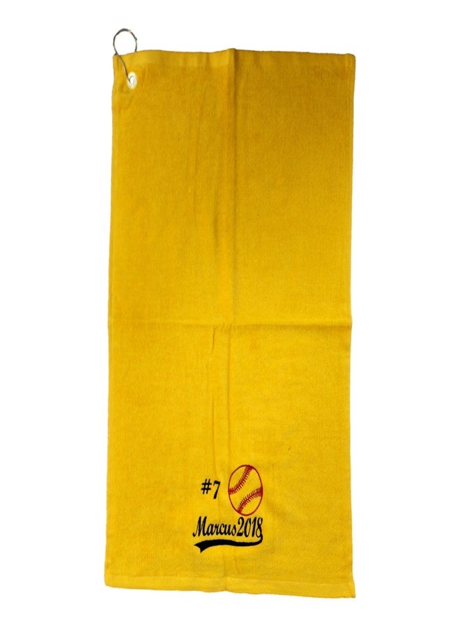 101 BEACH Personalized Softball Towel with Embroidered Name with Clip - Small Size (Gold) - Image 5