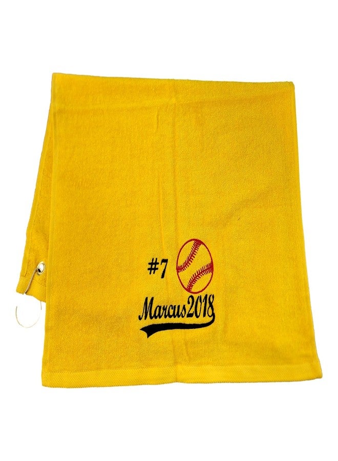 101 BEACH Personalized Softball Towel with Embroidered Name with Clip - Small Size (Gold) - Image 4