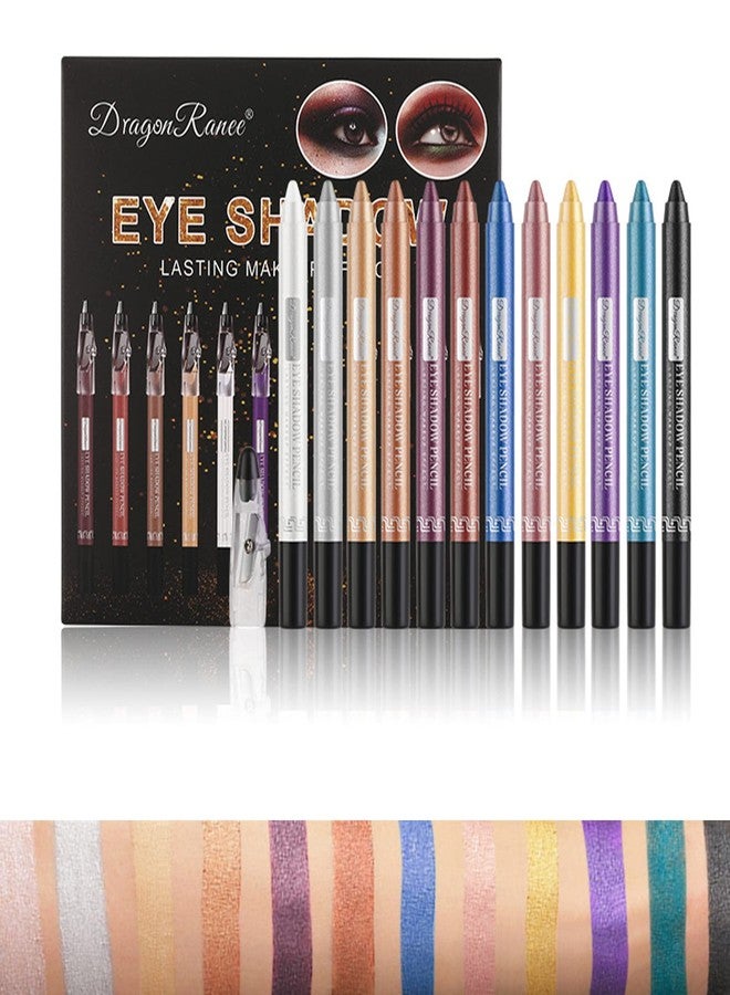 RoseFlower 12PCS Eyeshadow Stick Set, Long Lasting Glitter Eyeshadow Stick Waterproof Shiny Colored Sticks Metallic Eyeshadow Pencil Crayon Eye Brightener Makeup With Smudge Proof - 004 - Image 1