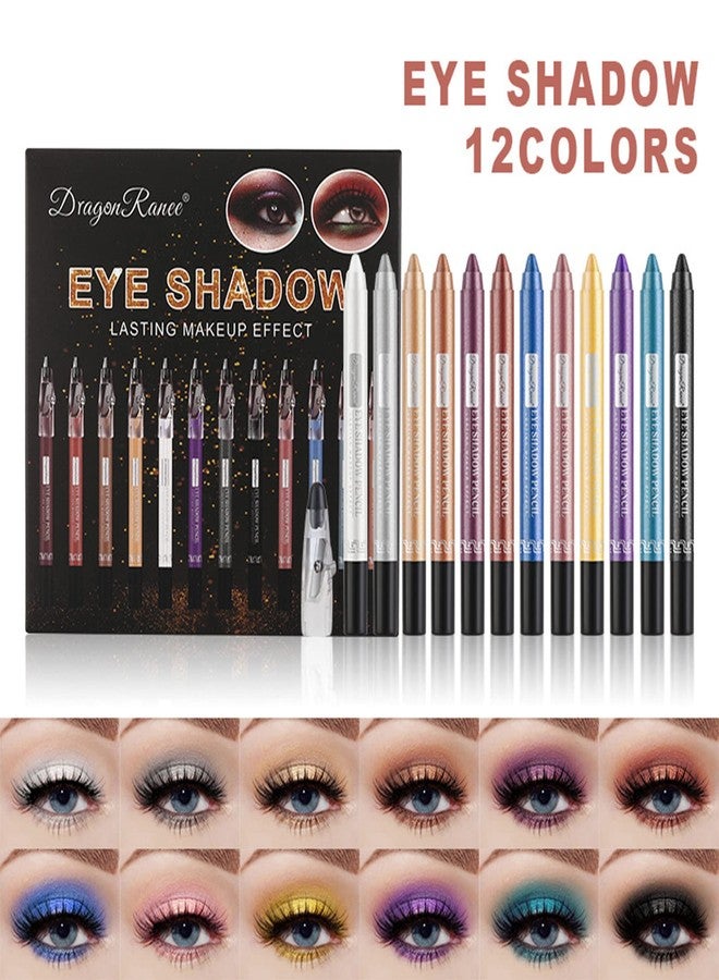 RoseFlower 12PCS Eyeshadow Stick Set, Long Lasting Glitter Eyeshadow Stick Waterproof Shiny Colored Sticks Metallic Eyeshadow Pencil Crayon Eye Brightener Makeup With Smudge Proof - 004 - Image 2