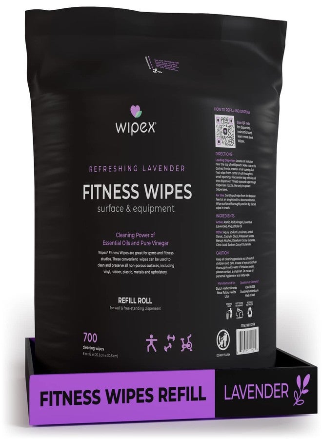 Wipex Gym Wipes Refill, 700 Count, Large 8"x12" Fitness Equipment Wipes with Cleaning Vinegar and Refreshing Lavender Essential Oil for Yoga Mat Cleaner, Fits Dispensers, 700 Count (Pack of 1) - Image 1