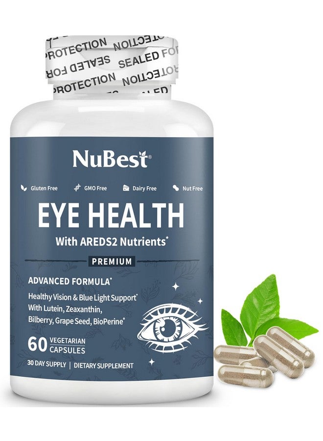 NuBest AREDS 2 Eye Vitamins Eye Health with Beta Carotene Carrot Powder, 20mg Lutein, 4mg Zeaxanthin, Bilberry, Grape Seed, BioPerine, B-Complex, Multivitamin for Eye Health - 60 Vegan Capsules - Image 1