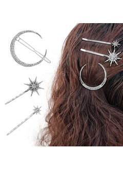 AEGYPIUS Moon Hair Clip 3 Pcs Silver Moon Hair Accessories Rhinestone Hair Clips Moon Hair Pin Sailor Moon Hair Clips Star Hair Pins Celestial Hair Accessories Moon Star Clips with Sparkly Crystals