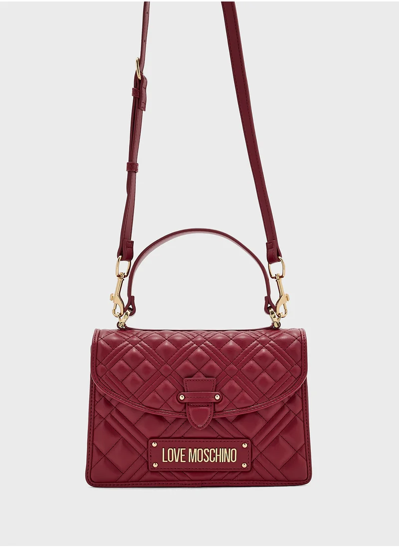 Love Moschino Logo Detailed Flap Over Satchel