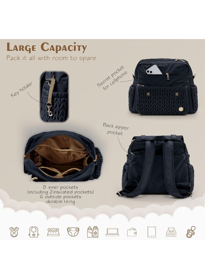 SEWBOO Diaper Bag Backpack Large Capacity Convertible Travel Back Pack Waterproof Baby Bag for Mom and Girl - Image 2
