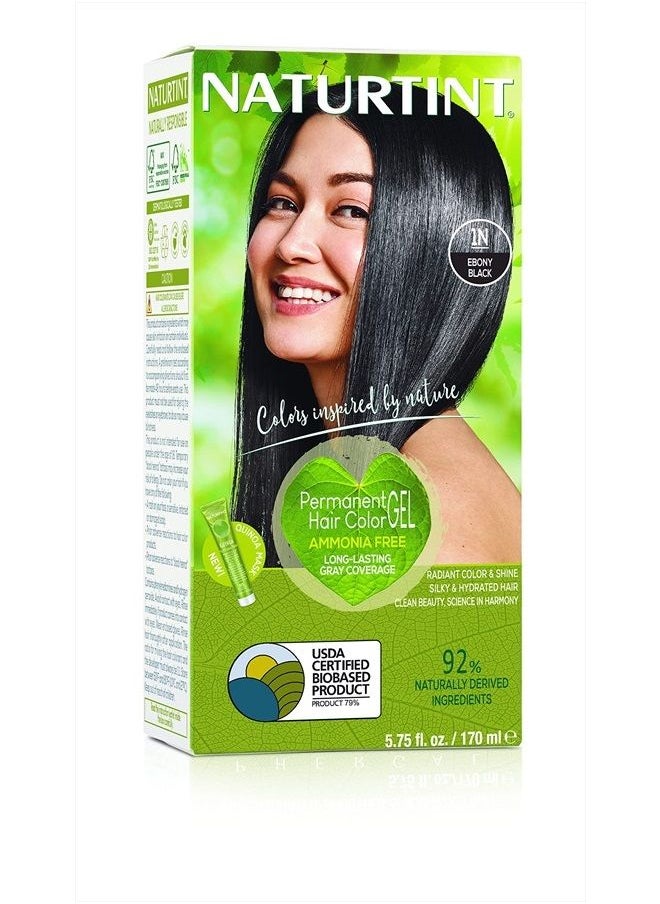 NATURTINT Permanent Hair Color 1N Ebony Black (Pack of 1), Ammonia Free, Vegan, Cruelty Free, up to 100% Gray Coverage, Long Lasting Results (packaging may vary)  - Image 2