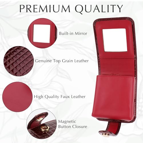 kilofly Genuine Leather Double Lipstick Case Cosmetic Makeup Holder + Gift Box - Image 2