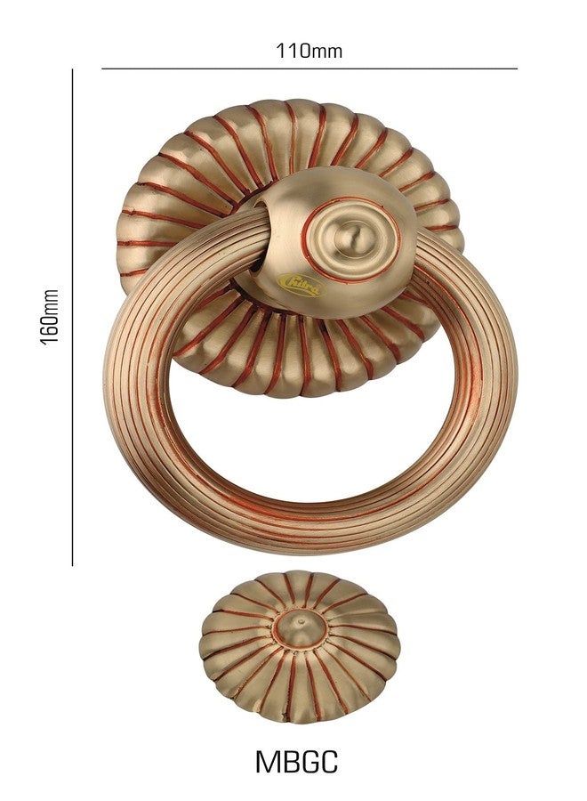 Chitra Gulf Flower Style Brass Door Knocker (6 Inch, Matt Brush Golden Copper) - Image 3
