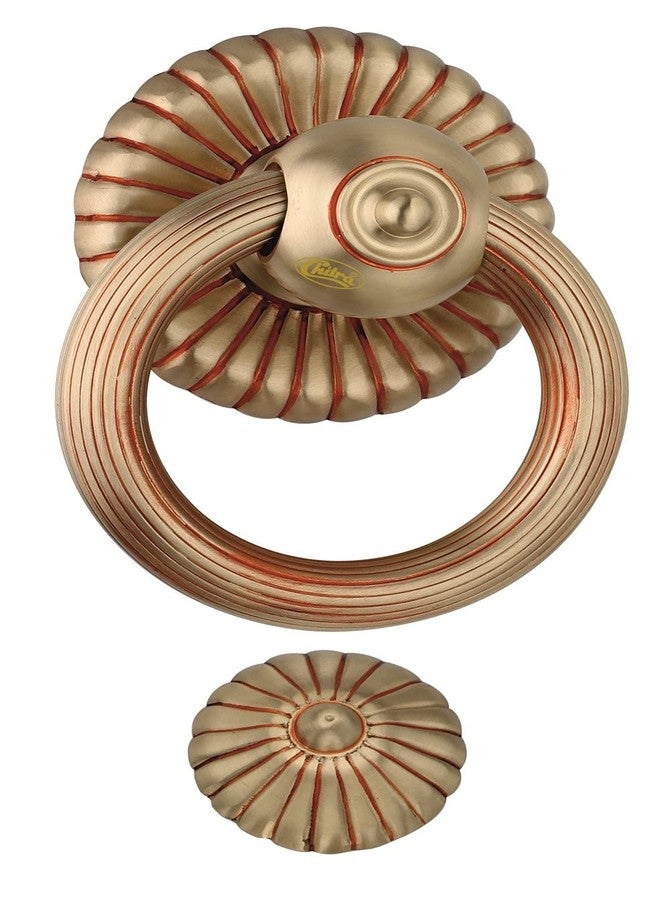 Chitra Gulf Flower Style Brass Door Knocker (6 Inch, Matt Brush Golden Copper) - Image 1