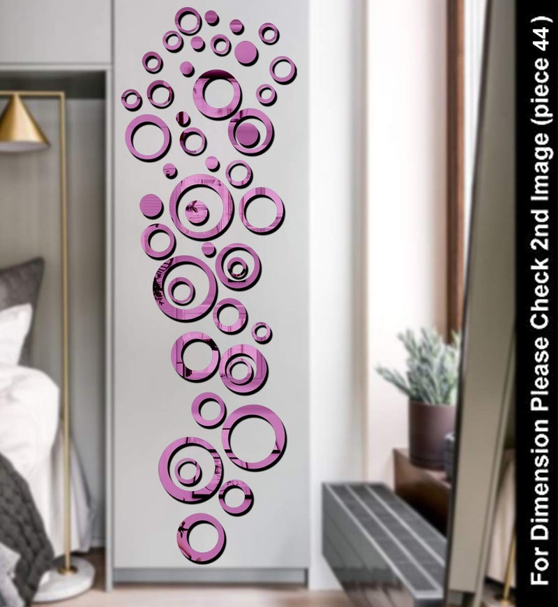 Bikri Kendra Bikri Kendra Ring and 44 Dots 3D Acrylic Decorative Mirror Murals Wall Stickers Purple - Image 1
