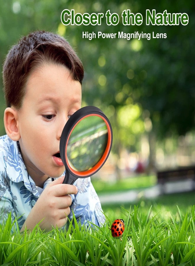PHICANT 2PCS Upgrade 10X Magnifying Glass, Large Handheld Magnifier Magnafying. Glasses for Kids/Seniors Reading, 3 Inch Shatterproof Lupa Magnify Glass Lens, Rubber Handle - for Observation - Image 2