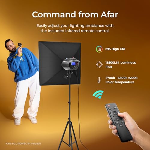 Digitek Lite DCL-150WBC Combo 150W Bi Color Continuous LED Light with 18CM Reflector & Infrared Remote, AC Power - 3000K-6500K Color Temperature Control, 95 CRI, 13500 Lumen, Ideal for Shooting - Image 4