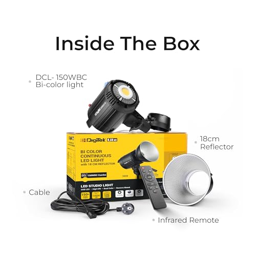 Digitek Lite DCL-150WBC Combo 150W Bi Color Continuous LED Light with 18CM Reflector & Infrared Remote, AC Power - 3000K-6500K Color Temperature Control, 95 CRI, 13500 Lumen, Ideal for Shooting - Image 3