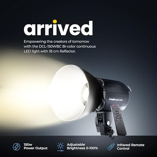 Digitek Lite DCL-150WBC Combo 150W Bi Color Continuous LED Light with 18CM Reflector & Infrared Remote, AC Power - 3000K-6500K Color Temperature Control, 95 CRI, 13500 Lumen, Ideal for Shooting - Image 2