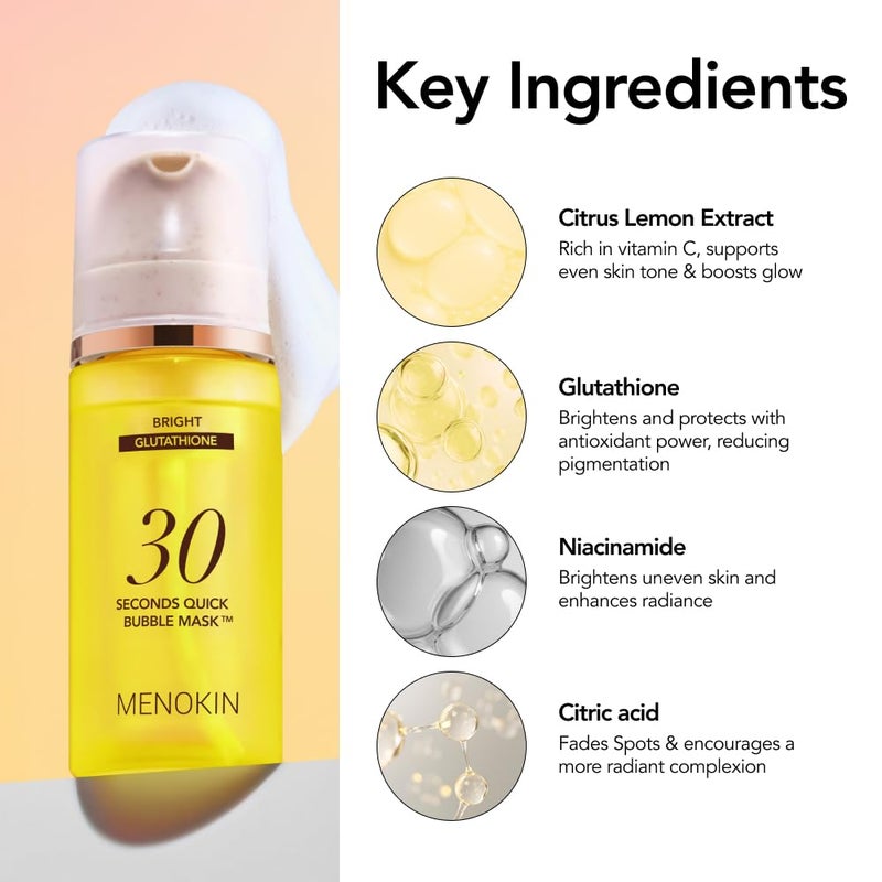MENOKIN 30 Seconds Quick Bubble Mask [BRIGHT] - [Vitamin C] [Glutathione & Niacinamide] in Micro-bubbles for Dark Spots, Uneven Skin Tone, Korean Skin Care Essential, 50 Uses, 2.36 fl.oz - Image 5