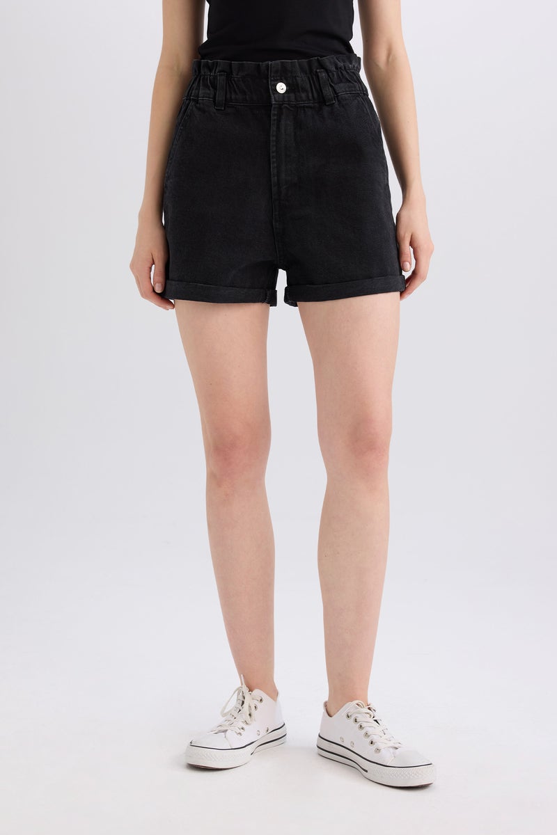 DeFacto Woman Paperbag Fit Jean High waist Folded Leg Shorts - Image 1