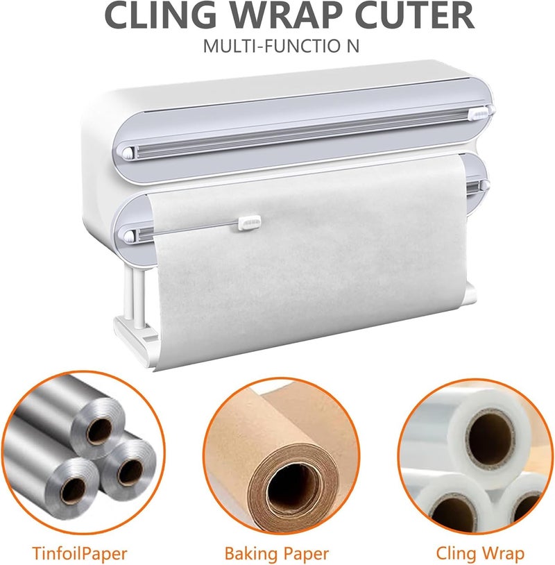 Yivinow 3 in 1 Wrap Organizer with Cutter Includes 2 Rolls of Plastic Wrap and Aluminum Foil Dispenser，Magnetic Paper Towel Holder for Fridge，foil and Plastic wrap Organizer，Magnetic Paper Towel Holder - Image 4