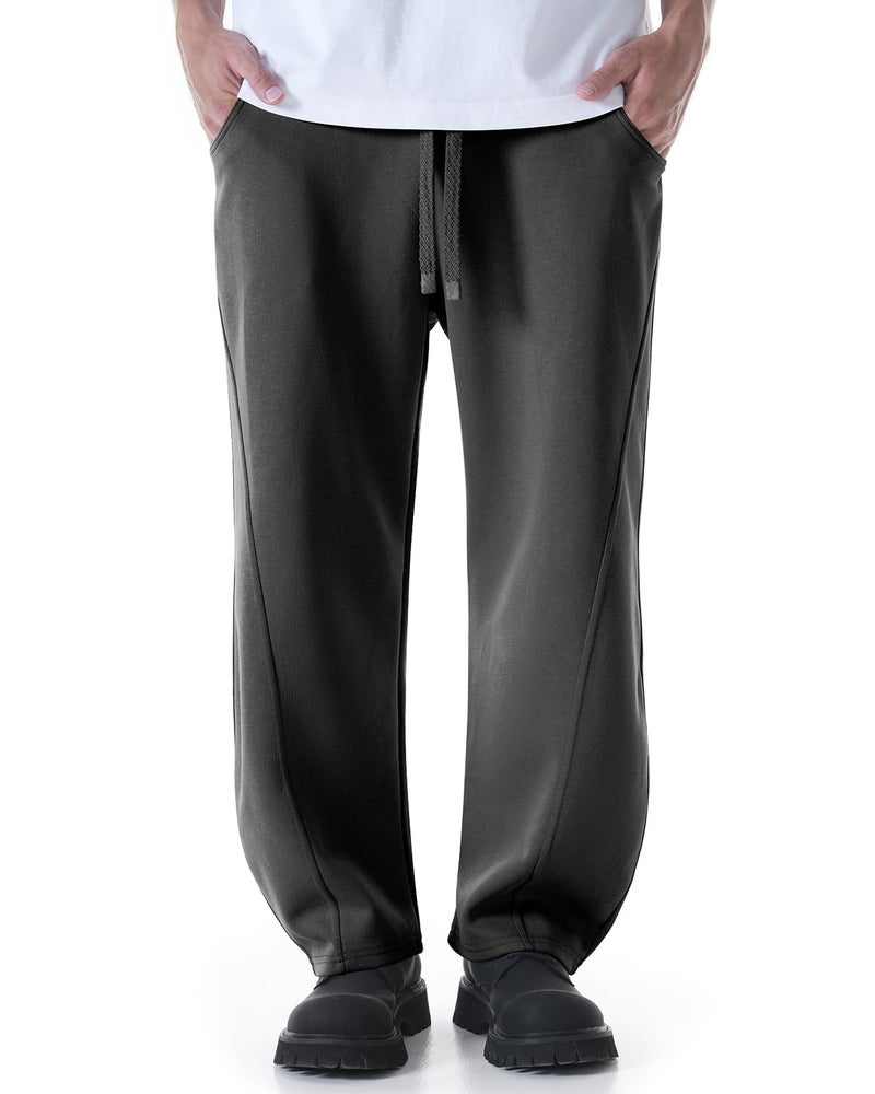 CANGHPGIN Mens Baggy Sweatpants Wide Leg Cotton Sweat Pants for Mens Lounge Pants with Pockets Black - Image 1