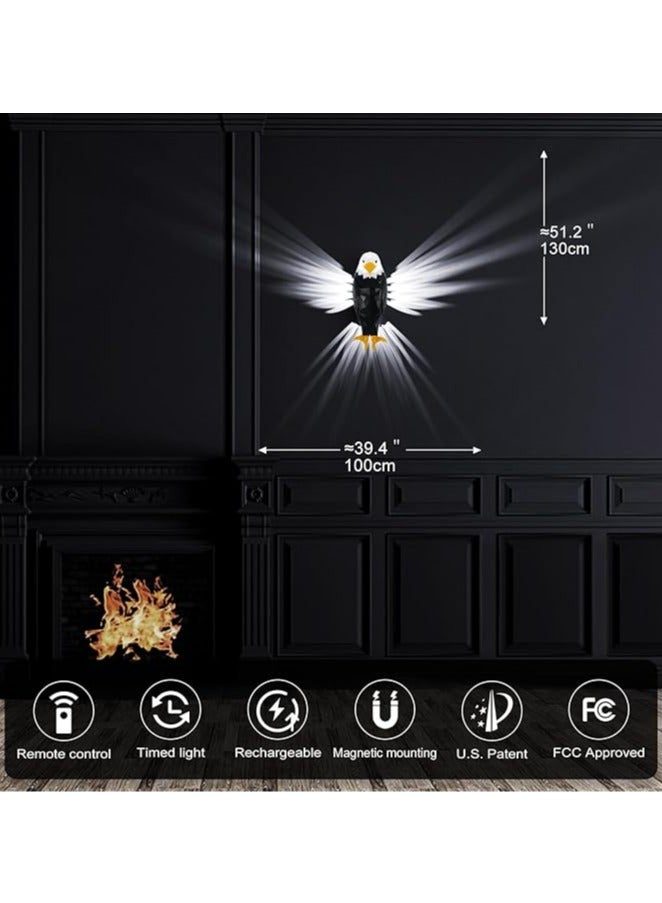 عام ضوء جداري بشكل نسر، ضوء ليلي نسر بتحكم عن بعد، ضوء جداري نسر مغناطيسي لغرفة النوم، صالة الجلوس، والممر، مصابيح قائمة بالبطارية وقابلة للإزالة والشحن لضوء النسر بالتحكم عن بعد. - Image 3