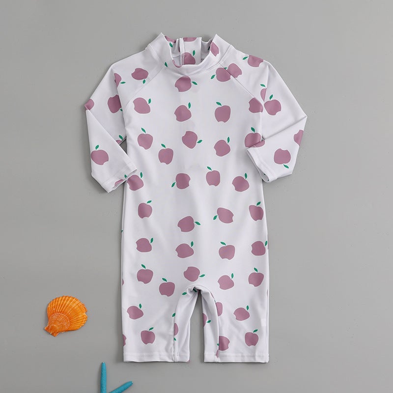 Generic Childrens swimsuit boys one-piece cute baby swimsuit girls beach sun protection quick-drying hot spring swimsuit 2091 purple Apple