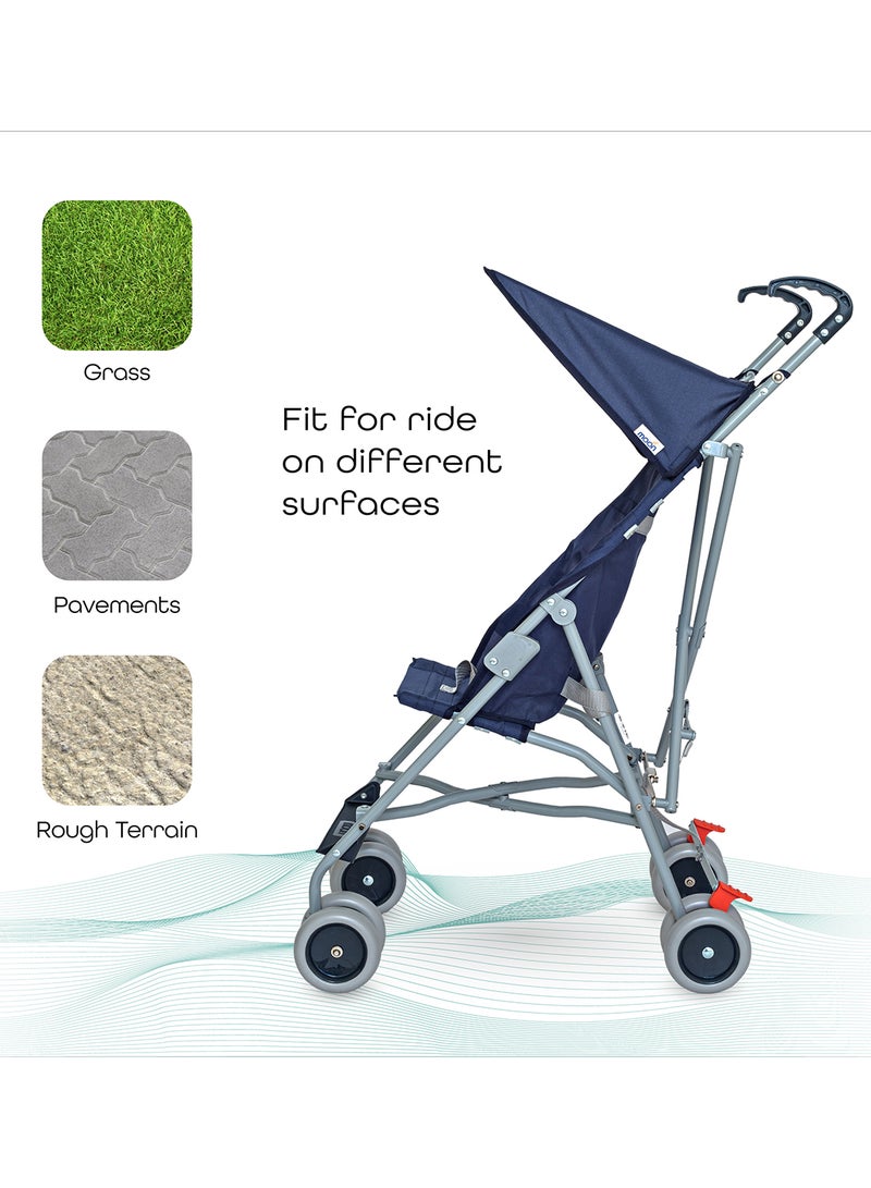 Moon Jet Baby Stroller – Lightest Buggy with Umbrella Fold, Wide Canopy, Compact And Travel-Friendly, for Babies 6m to 3yrs (up to 15kg) – Dark Blue - Image 4