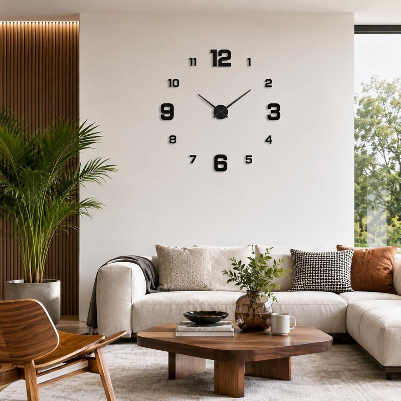 sulfar 3D Wall Clock, Frameless DIY Large Wall Clock Stickers, Acrylic Sticker Wall Clock Modern Design Clock, DIY Wall Decoration - Image 2