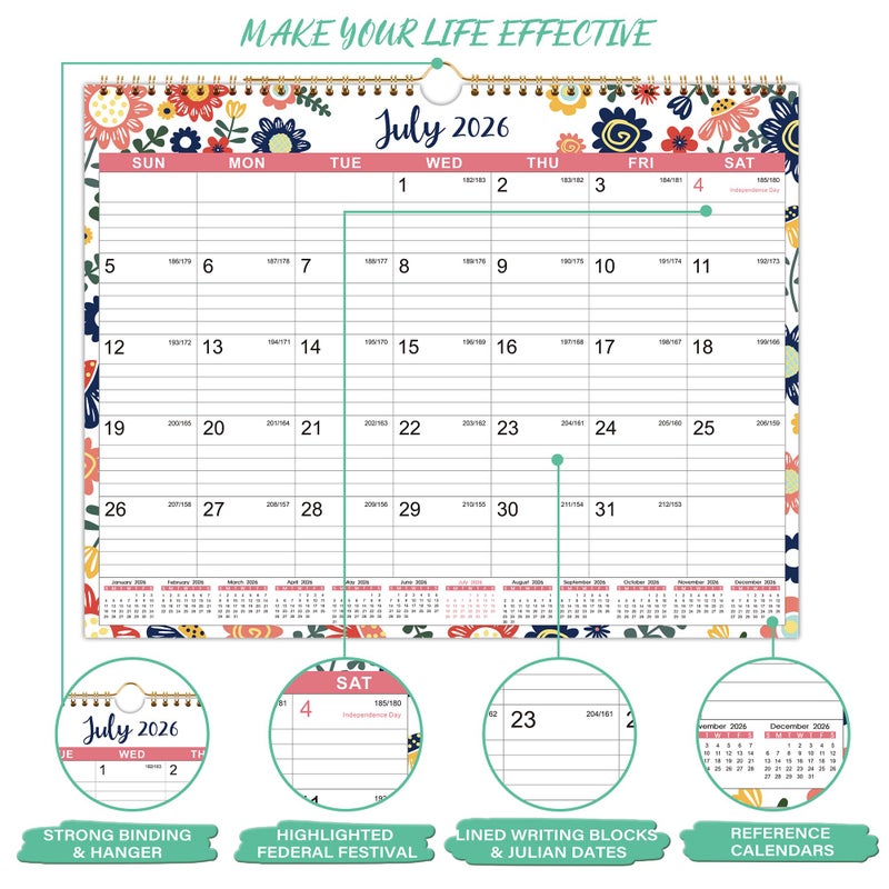 Coboll 2026 Calendar - 2026 Wall Calendar, 12 Monthly Calendar 2026 from January to December, Perfect for School, Office & Home Planning, 14.75" x 11.5" - Image 3