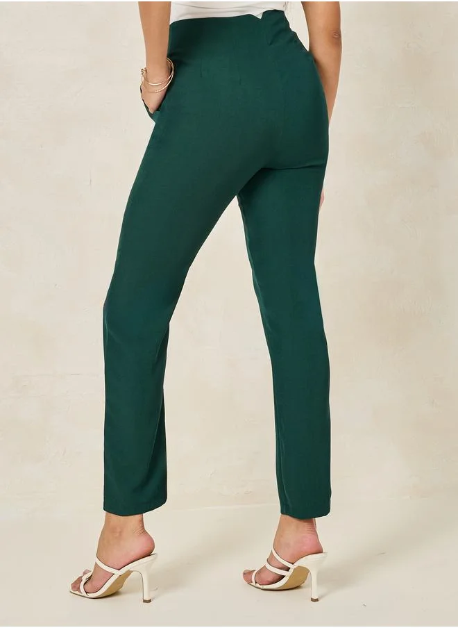 ستايلي High Rise Tapered Fit Ankle Length Pants