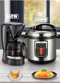 TOSCANA U 2 in 1 set of 6L 1000W electric pressure cooker and 650W coffee maker with detachable filter  - Image 1