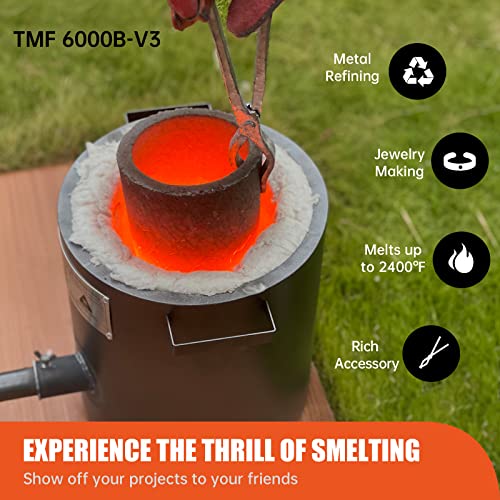 TOAUTO 6KG Propane Melting Furnace Kit TMF6000B-V3 Propane Foundry Home Kiln Casting Tool for Smelting Casting Gold Silver Copper Scrap Metal Recycle Aluminum - Image 2
