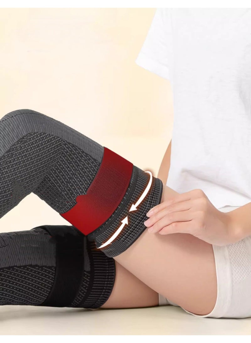 Generic 2-piece Sports Protective Knee Pads Knee Brace Compression Knee Sleeve for Men  Women Winter Warm Knee Brace Pads Self Heating Knee Sleeve Thermal Leg Warmer Sports Knee Protector  - Image 3