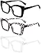 REAVEE 3 Pack Oversized Square Reading Glasses Oprah Style for Women Blue Light Blocking Large Frame Computer Designer Fashion Readers with Spring Hinge BlackTransparent TortoiseClear125 - Image 4