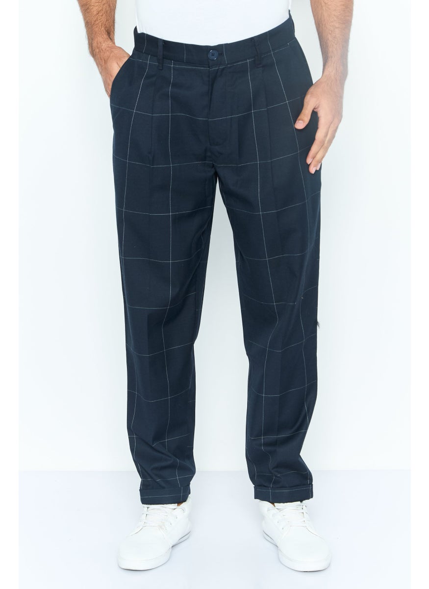 Men Regular Fit Grid Pattern Dress Pants, Navy - pzsku/Z62D2A6F2E536CEE03CC2Z/45/_/1738074230/9241b22e-70ab-4433-93ab-64a2410ab531