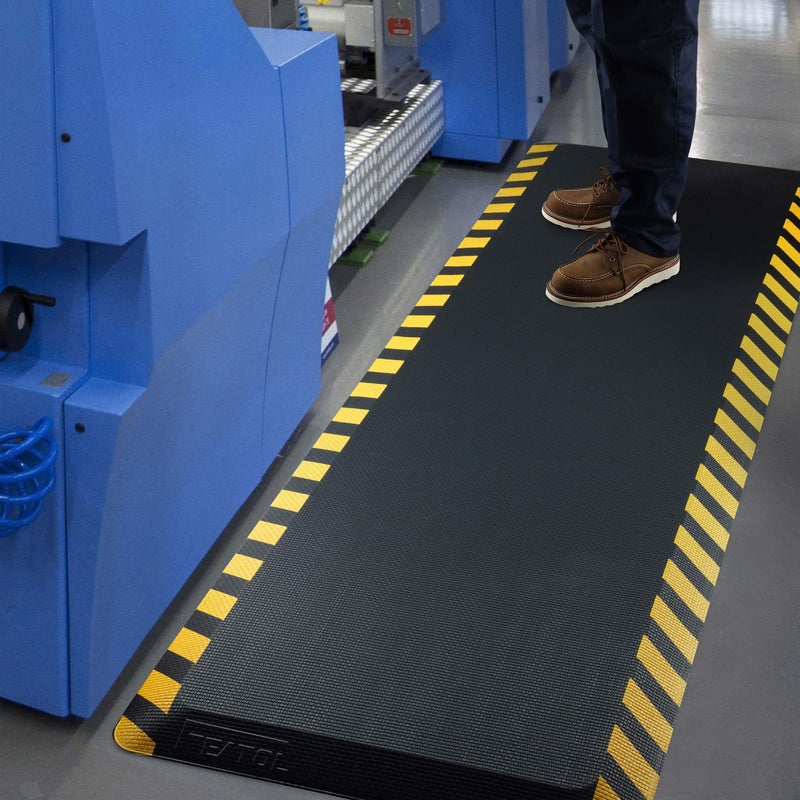 FEATOL Anti Fatigue Mat Industrial, Ergonomic Standing Floor Mat for Work for Stand -Safety Support for Leg & Back Pain(Yellow Border, 24" x 70", 1PC) - Image 1