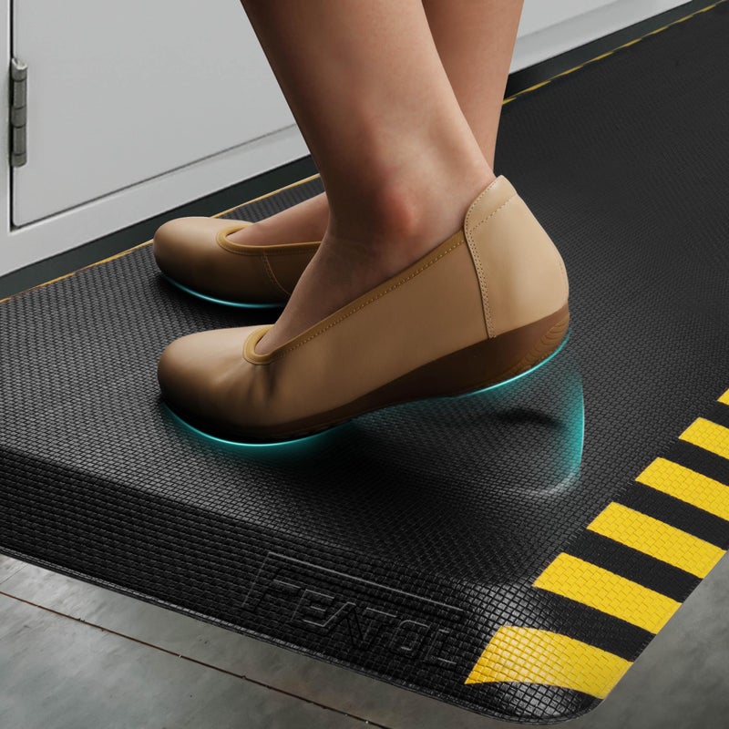 FEATOL Anti Fatigue Mat Industrial, Ergonomic Standing Floor Mat for Work for Stand -Safety Support for Leg & Back Pain(Yellow Border, 24" x 70", 1PC) - Image 4