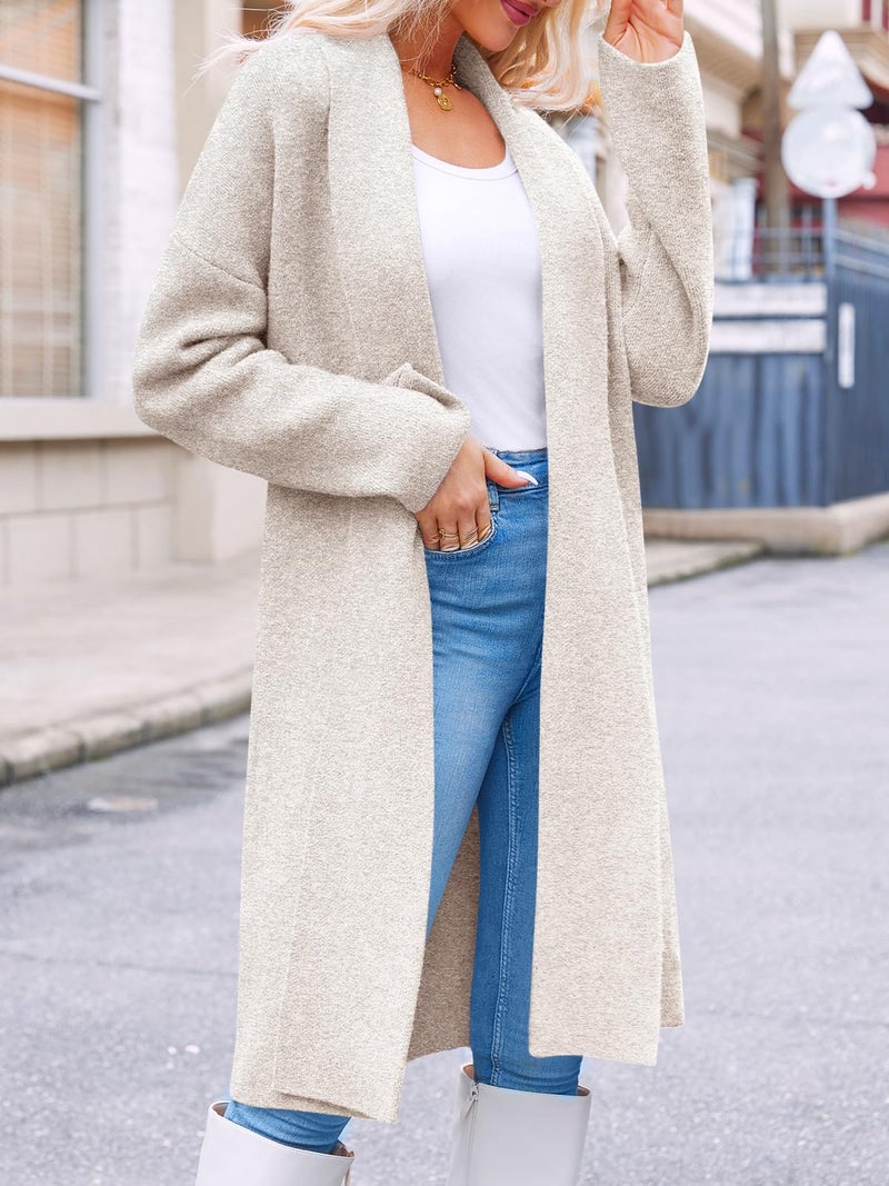 Saodimallsu Womens Long Cardigan Sweaters Chunky Open Front Oversized Slouchy Knit Fall Trendy Coatigan Jackets Apricot - Image 5