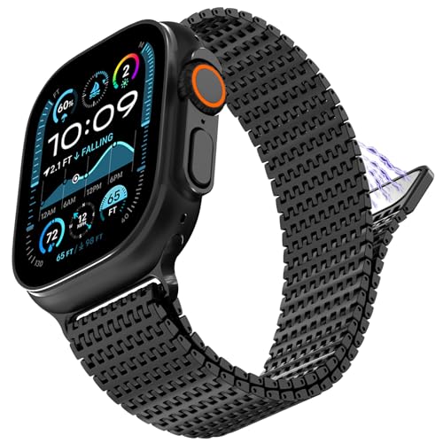 NewWays for Apple Watch Metal Bands Ultra 2 49mm 46mm Series 10 45mm 44mm Stainless Steel Mesh Loop Magnetic Clasp iWatch Band UltraUltra 2 Series10 9 8 7 6 5 4 for Men Women Black - Image 1
