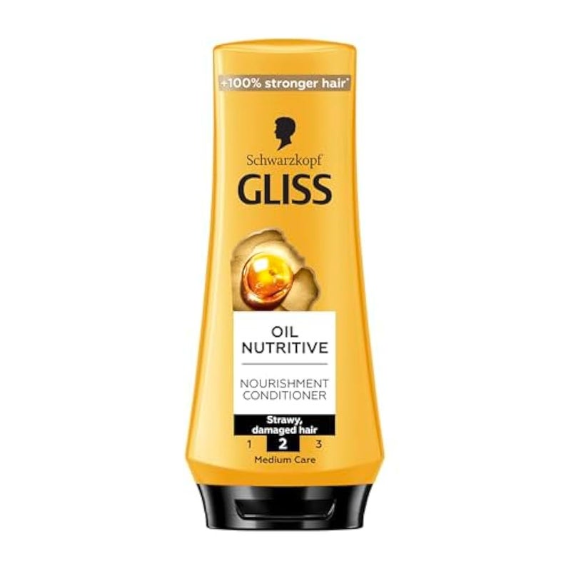 Gliss Oil Nutritive Nourishment Conditioner, 360ml — Treat your hair to rich nourishment with this conditioner, packed with essential oils for smooth, lustrous locks - Image 1