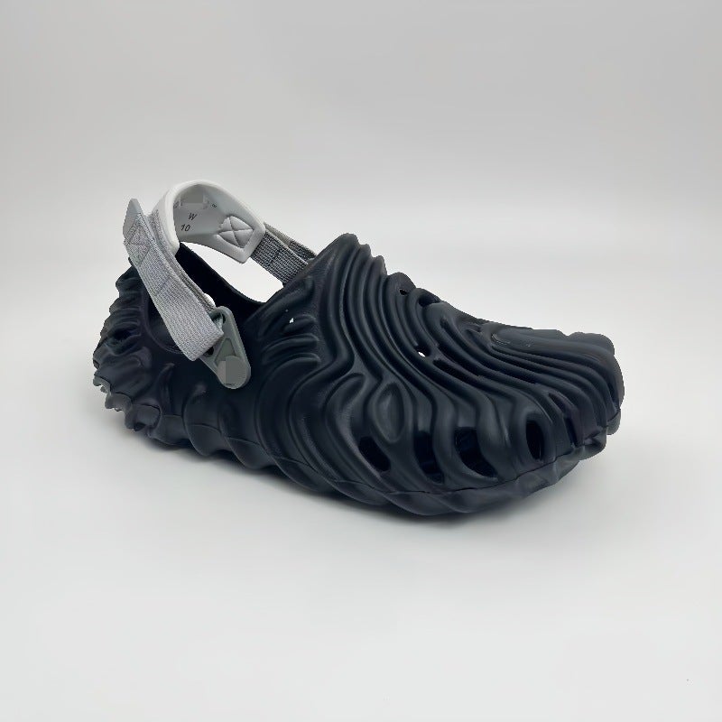 Fingerprint-Print Perforated Shoes: Unisex Casual Non-Slip Slippers for Outdoor Beach  Use