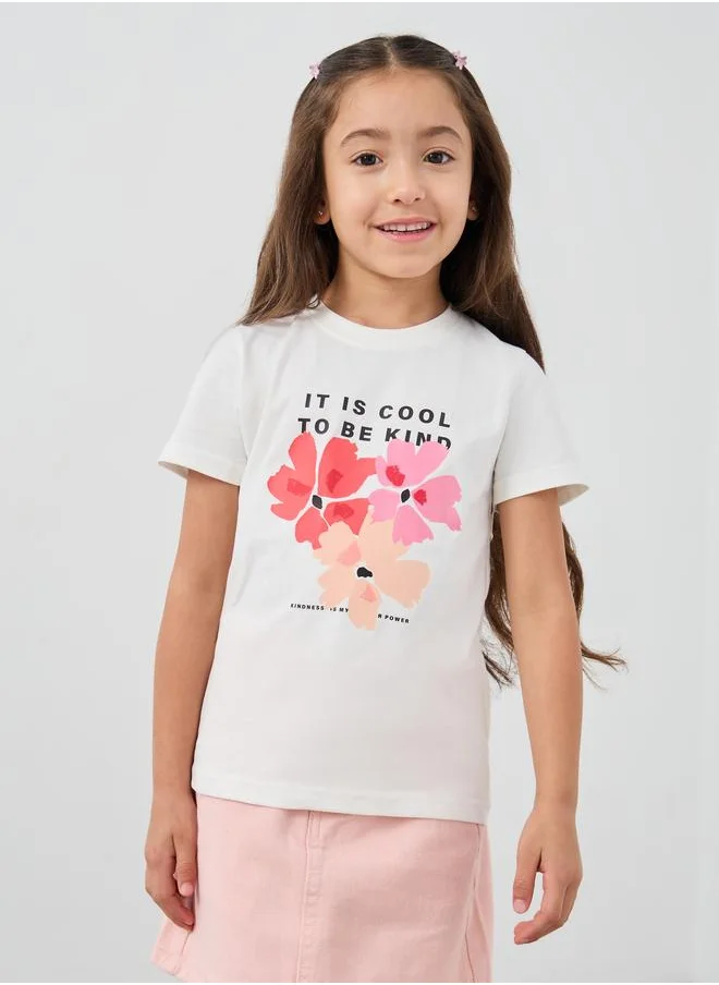 Styli Styli Girls Graphic Print Short Sleeve T-Shirt