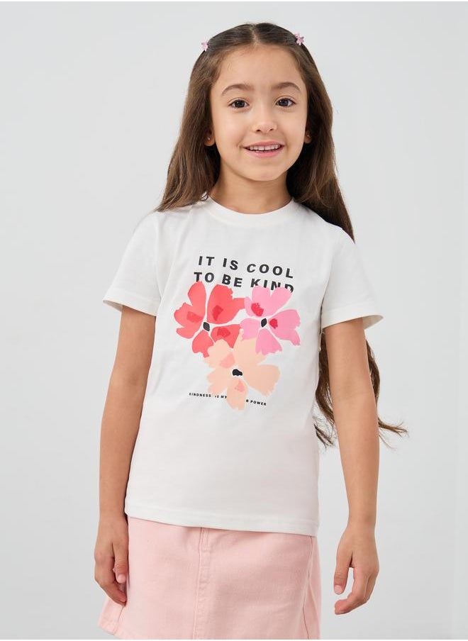 Styli Styli Girls Graphic Print Short Sleeve T-Shirt  - Image 1