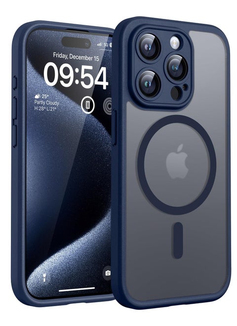 Magnetic Compatible with iPhone 16 Pro Case, Upgraded [Full Camera Protection] [Compatible with Magsafe] [Translucent Matte] Shockproof Protective Phone Case Cover 6.3 Inch - Blue