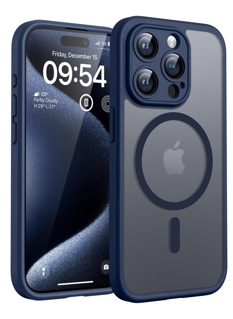 Magnetic Compatible with iPhone 16 Pro Case, Upgraded [Full Camera Protection] [Compatible with Magsafe] [Translucent Matte] Shockproof Protective Phone Case Cover 6.3 Inch - Blue