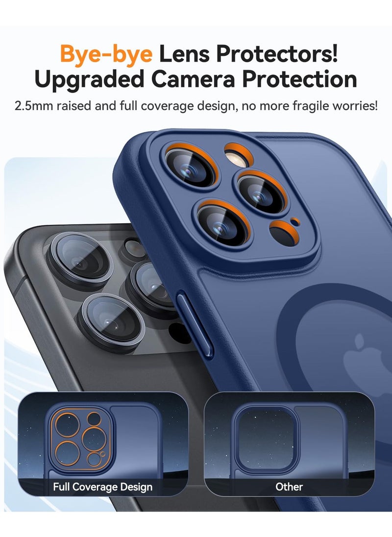 Magnetic Compatible with iPhone 16 Pro Case, Upgraded [Full Camera Protection] [Compatible with Magsafe] [Translucent Matte] Shockproof Protective Phone Case Cover 6.3 Inch - Blue