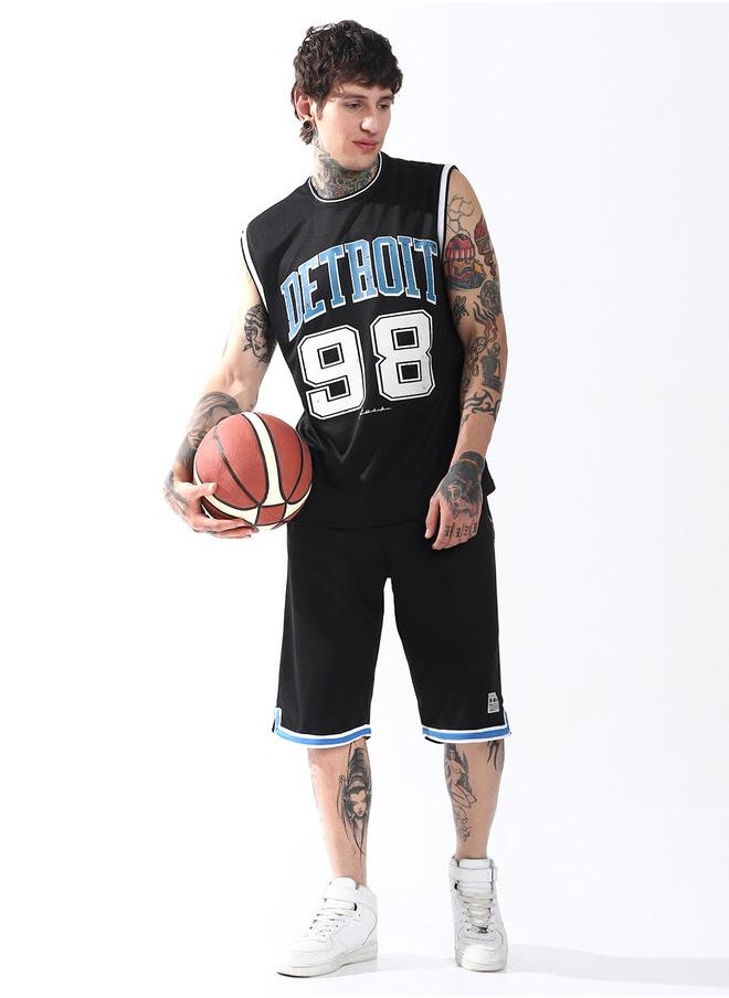 Hubberholme Men Streetletics Mesh Printed Oversized Sleeveless Fit T-Shirt & Shorts Co-ord Set  - Image 2